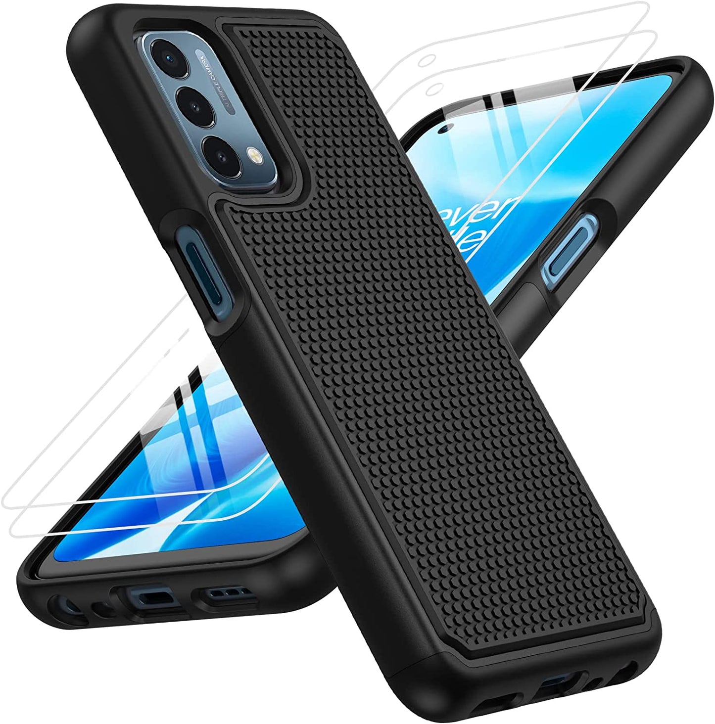 JXVM for Oneplus Nord N200 5G Case: Dual Layer Protective Heavy Duty Cell Phone Cover Shockproof Rugged with Non Slip Textured Back - Military Protection Bumper - 6.49Inch (Black Black)  binghexin   