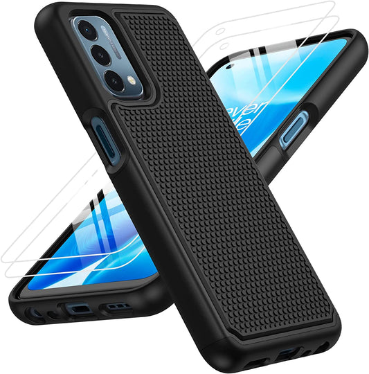 JXVM for Oneplus Nord N200 5G Case: Dual Layer Protective Heavy Duty Cell Phone Cover Shockproof Rugged with Non Slip Textured Back - Military Protection Bumper - 6.49Inch (Black Black)  binghexin   