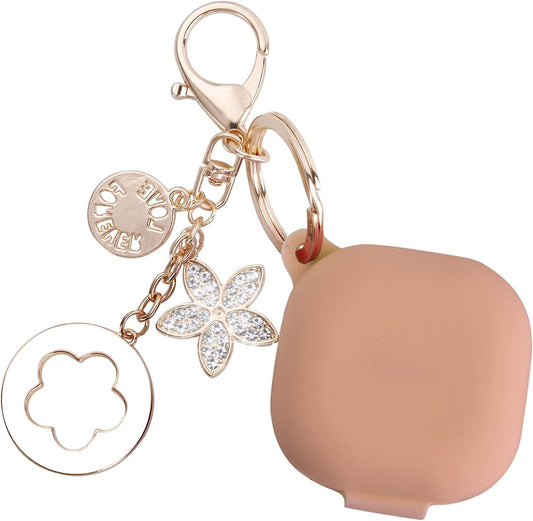OLEBAND Galaxy Buds 2 Pro 2022/Galaxy Buds 2/Pro Case 2021/Galaxy Buds Live 2020 Case Cover,Soft Silicone Protective Cover with Cute Keychain Accesories,For Women and Girls,Milk Tea  OLEB   