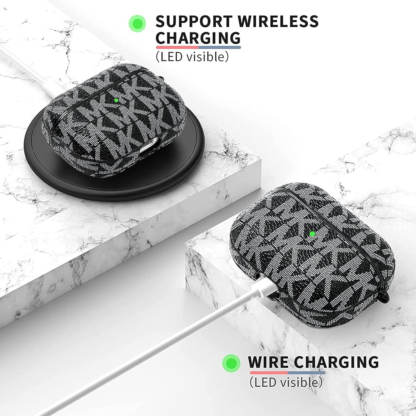 TANGABA Airpods Pro Case Cover for Women Men, Full Body Shockproof Hard Shell Protective Cover Case with Keychain Compatible with Airpods Pro Charging Case [Front LED Visible]  WAWINER   