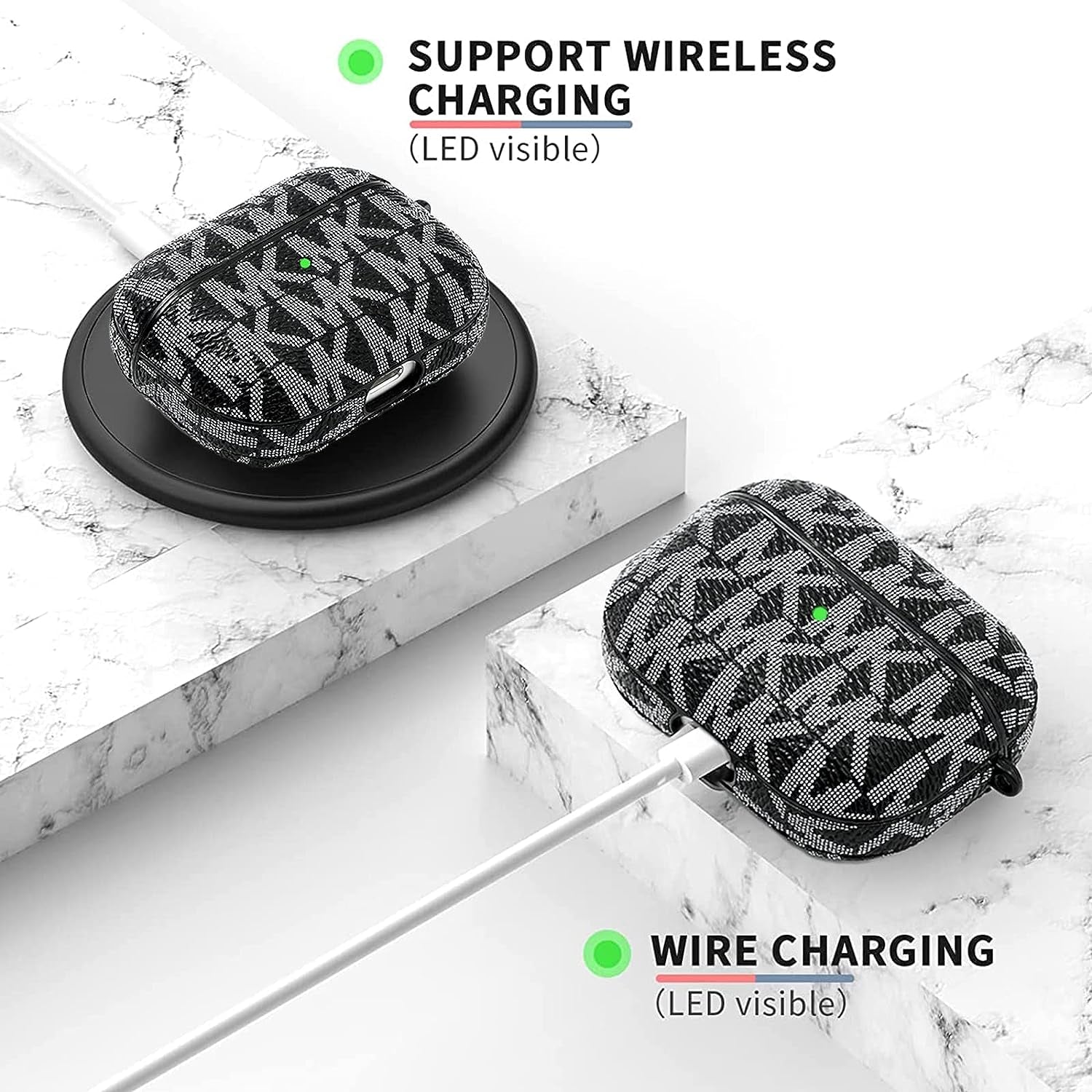 TANGABA Airpods Pro Case Cover for Women Men, Full Body Shockproof Hard Shell Protective Cover Case with Keychain Compatible with Airpods Pro Charging Case [Front LED Visible]  WAWINER   