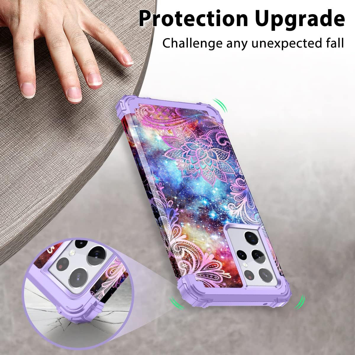 Rancase for Galaxy S21 Ultra 5G Case,Three Layer Heavy Duty Shockproof Protection Hard Plastic Bumper +Soft Silicone Rubber Protective Case for Samsung Galaxy S21 Ultra 5G 6.8 Inch,Purple Mandala  Rancase   