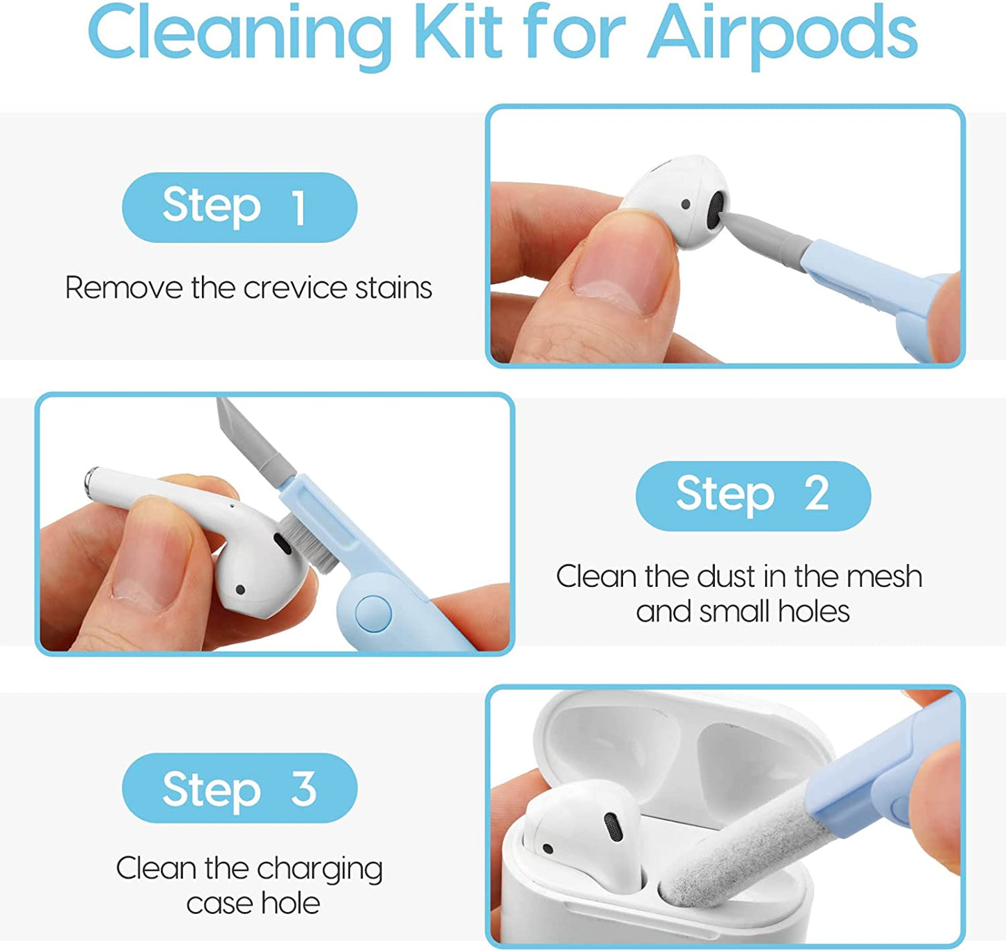 MMH 7In1 Airpod Pro Keyboard Earbud Macbook Cleaner Kit with Cleaning Pen Brush, Electronic Cleaning Kits Tools for Laptop Ipad Phone Ipod Tablet Computer PC TV Screen Blue(5Ml Screen Cleaner Spray)  MMH   