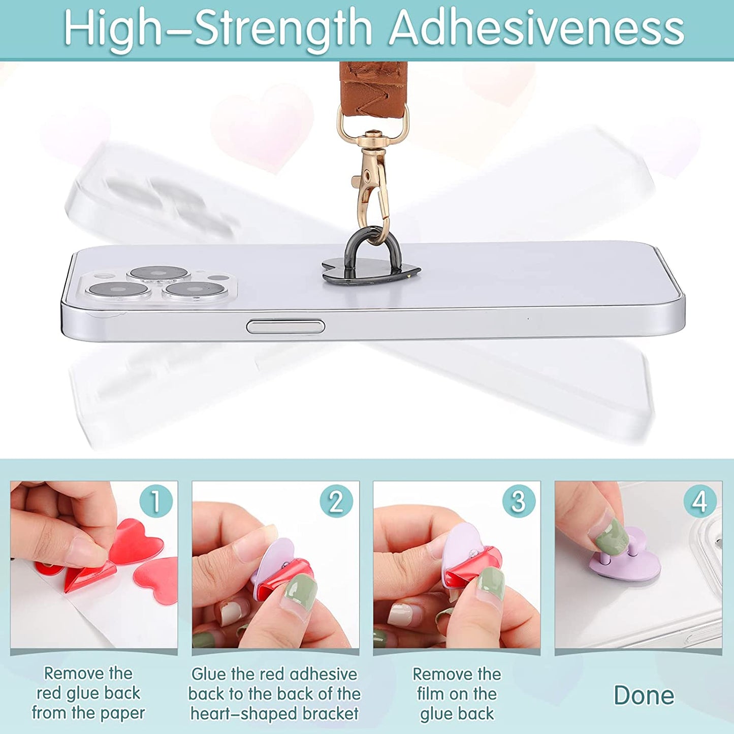 Lauwell 12 Pcs Cell Phone Finger Ring Adhesive Metal Phone Finger Grip Heart Shaped Cell Phone Ring Holder Phone Accessories Charm Loop Stand Phone Charm Hook for DIY Phone Case Pad Tablet Supplies  Lauwell   