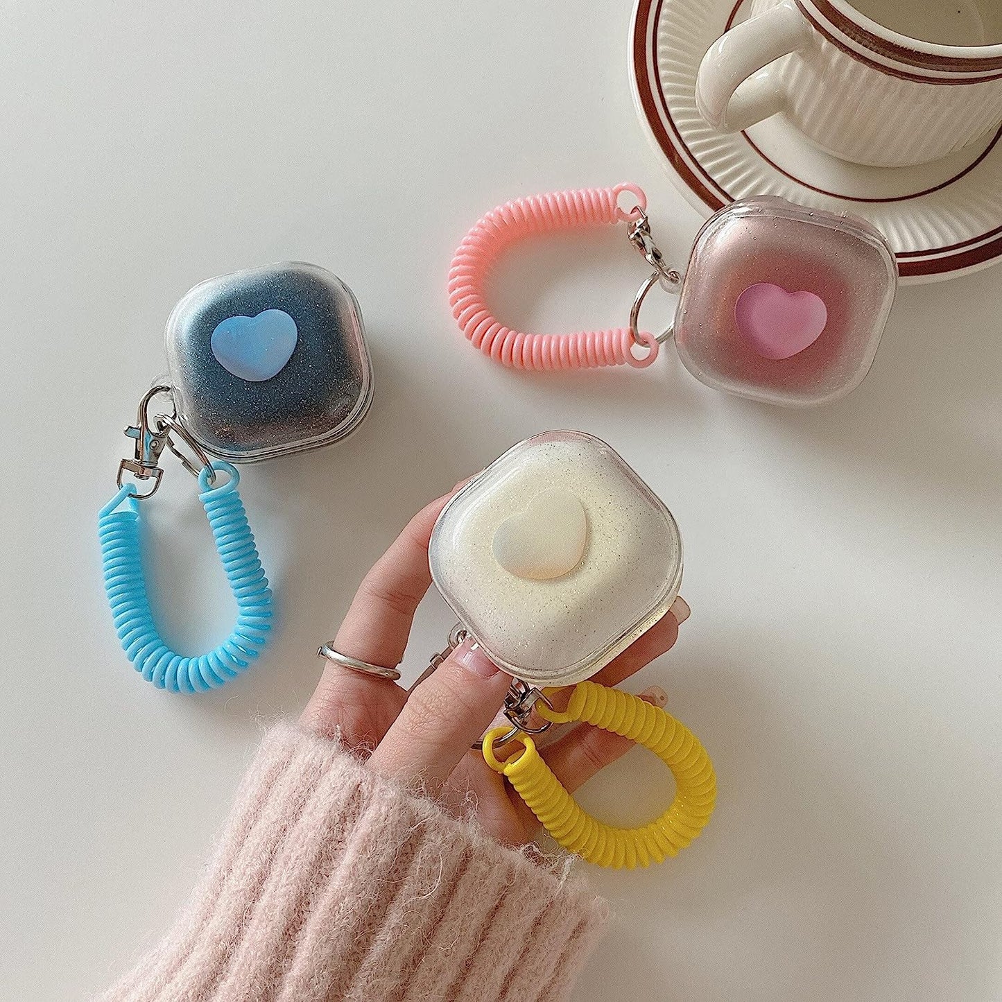 CASEVERSE Case for Samsung Galaxy Buds2 Pro/Galaxy Buds 2/Galaxy Buds Pro/Galaxy Buds Live, Cute Transparent Soft TPU Cover with Keychain for Girls Women  CASEVERSE   