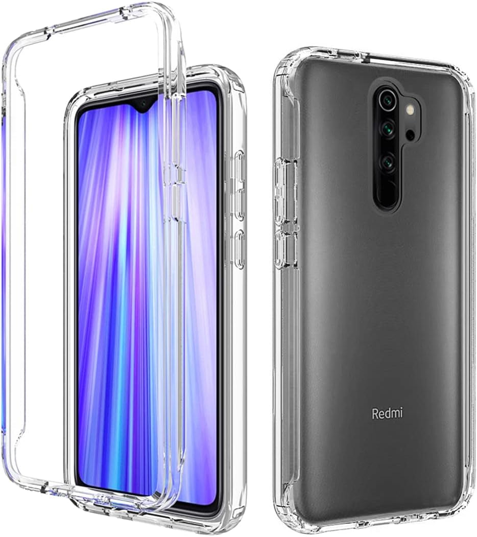 Gufuwo Case for Redmi Note 8 Pro M1906G7I Case with Tempered Glass Screen Protector, Clear 360 Full Body Protection Hard Shell+Soft TPU Bumper Shockproof Cover Case for Xiaomi Redmi Note 8 Pro (Clear)  Gufuwo   