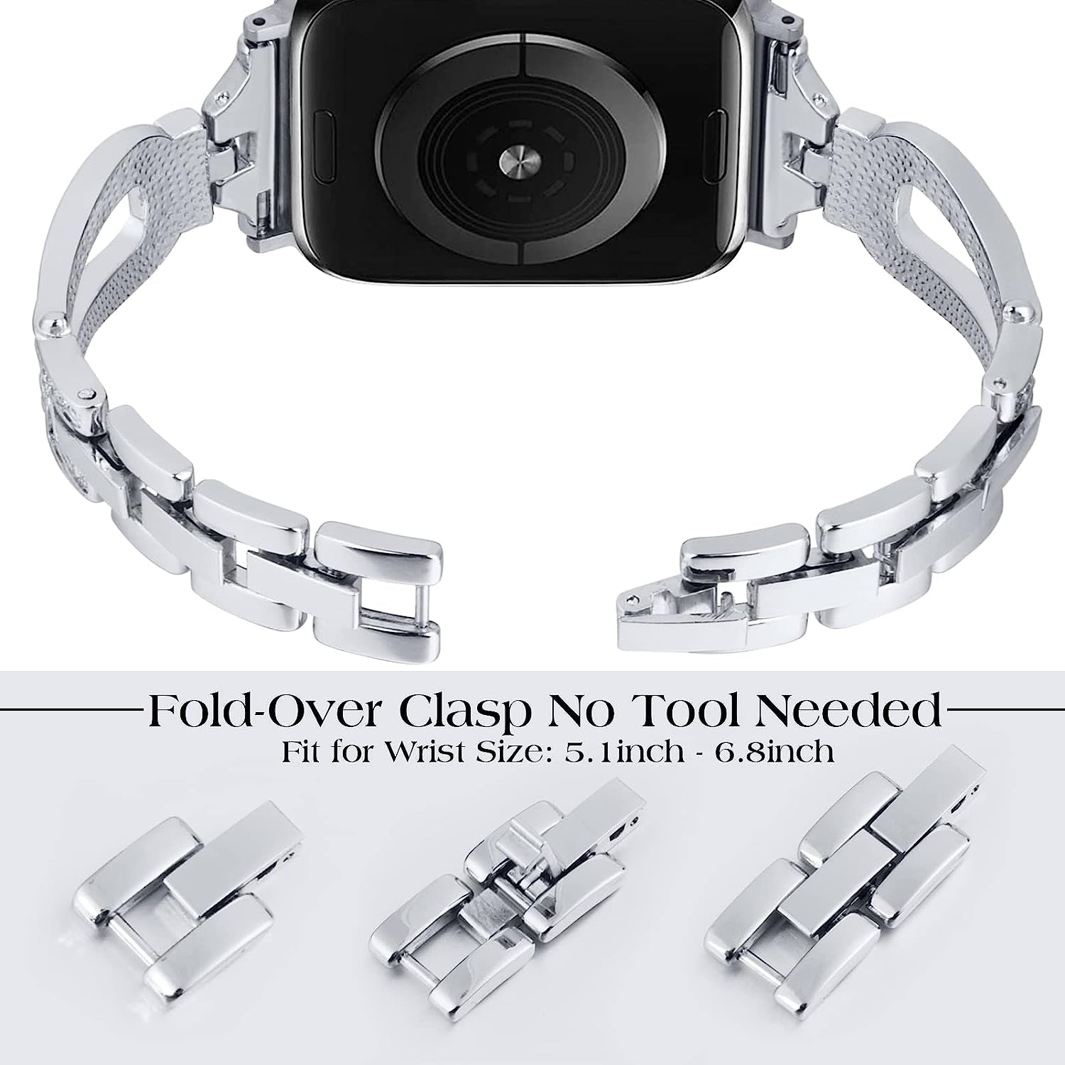 MOFREE Bling Band Compatible for Apple Watch Band 38Mm 40Mm 41Mm 42Mm 44Mm 45Mm Iwatch Series SE 8 7 6 5 4 3 2 1,Dressy Jewelry Diamond Rhinestone Stylish Metal Wristband Strap for Women  MOFREE   