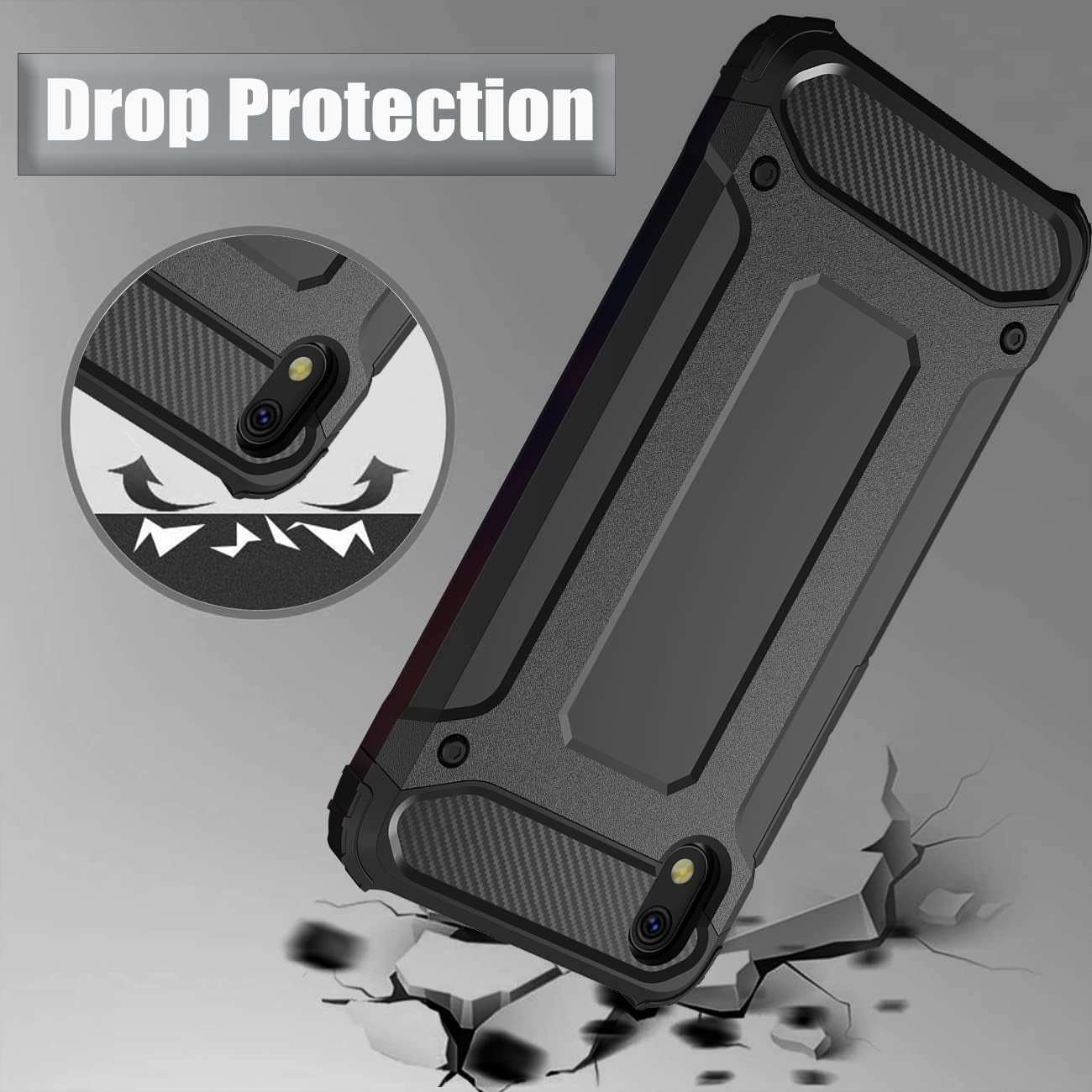 DFTCVBN Phone Case for Redmi 7A Case, MZB7995IN Case with HD Screen Protector, Dual Layer Protective Slim Hybrid Cell Phone Cover Shockproof Cases for Xiaomi Redmi 7A Black  DFTCVBN   