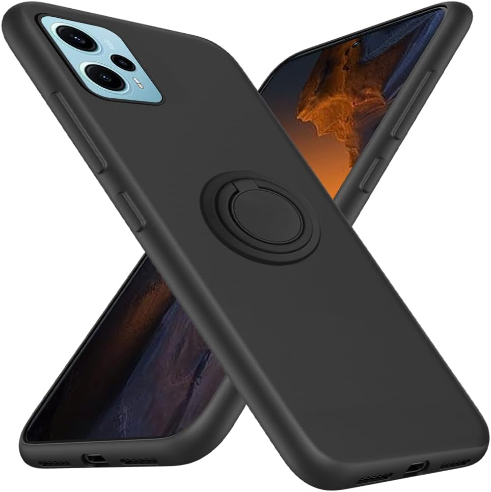 For Motorola Moto G 5G 2023 Phone Case with Glass Screen Protector, 360° Rotatable Ring Holder Magnetic Kickstand/Stand Silicone TPU Shockproof Protective Cover Case for Motorola Moto G 5G - Black  Nijiadi Xiaomi Poco F5 Black  