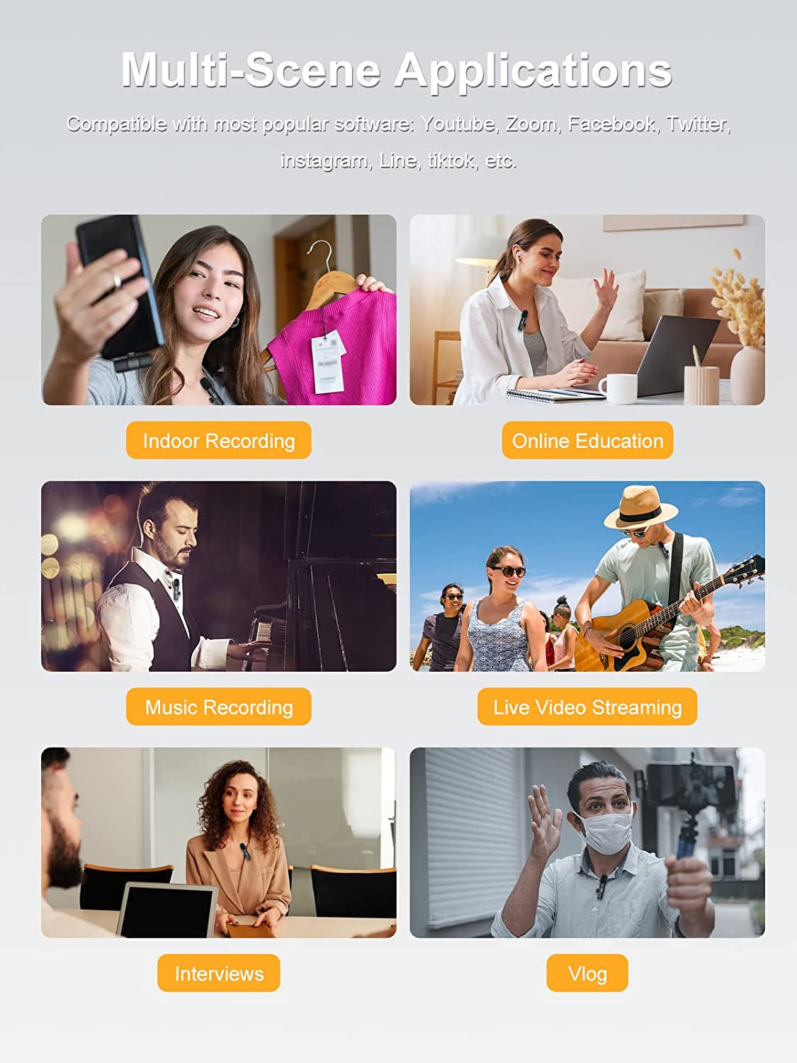 Moman Wireless USB Microphone, CP1(C) 2.4Ghz Wireless Lavalier Microphone & 1 Transmitter and 1 Receiver for Smartphones, Tablets, Laptops (Type-C)  Moman   