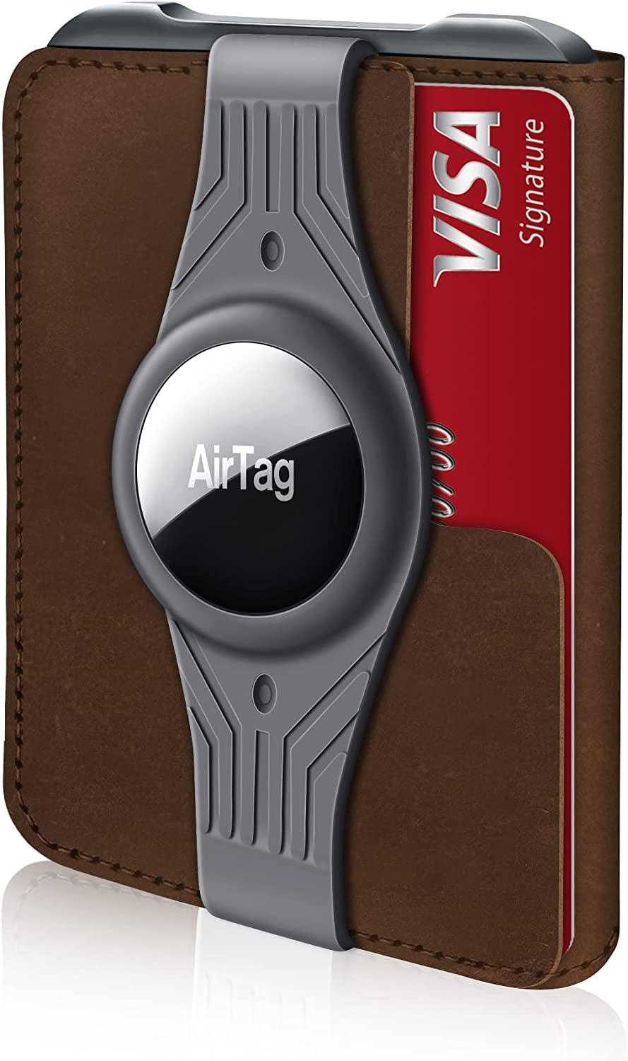 MURADIN Chocolate Front Pocket Wallet for Men Travel Tactical Bifold RFID Blocking Aluminum Metal Leather Money Cards Holder Ideal Men'S Gift  ENIGMA CHOCOLATE ATKIT  