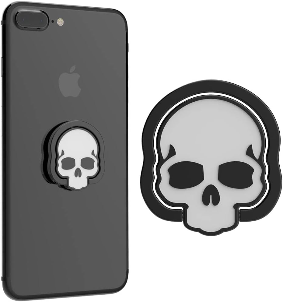 VOVIGGOL Skull Cell Phone Ring Holder for Magnetic Car Mount, 360° Rotation Metal Phone Ring Grip Phone Ring Stand Phone Ring Finger Kickstand Compatible with All Smartphones (White)  VOVIGGOL   