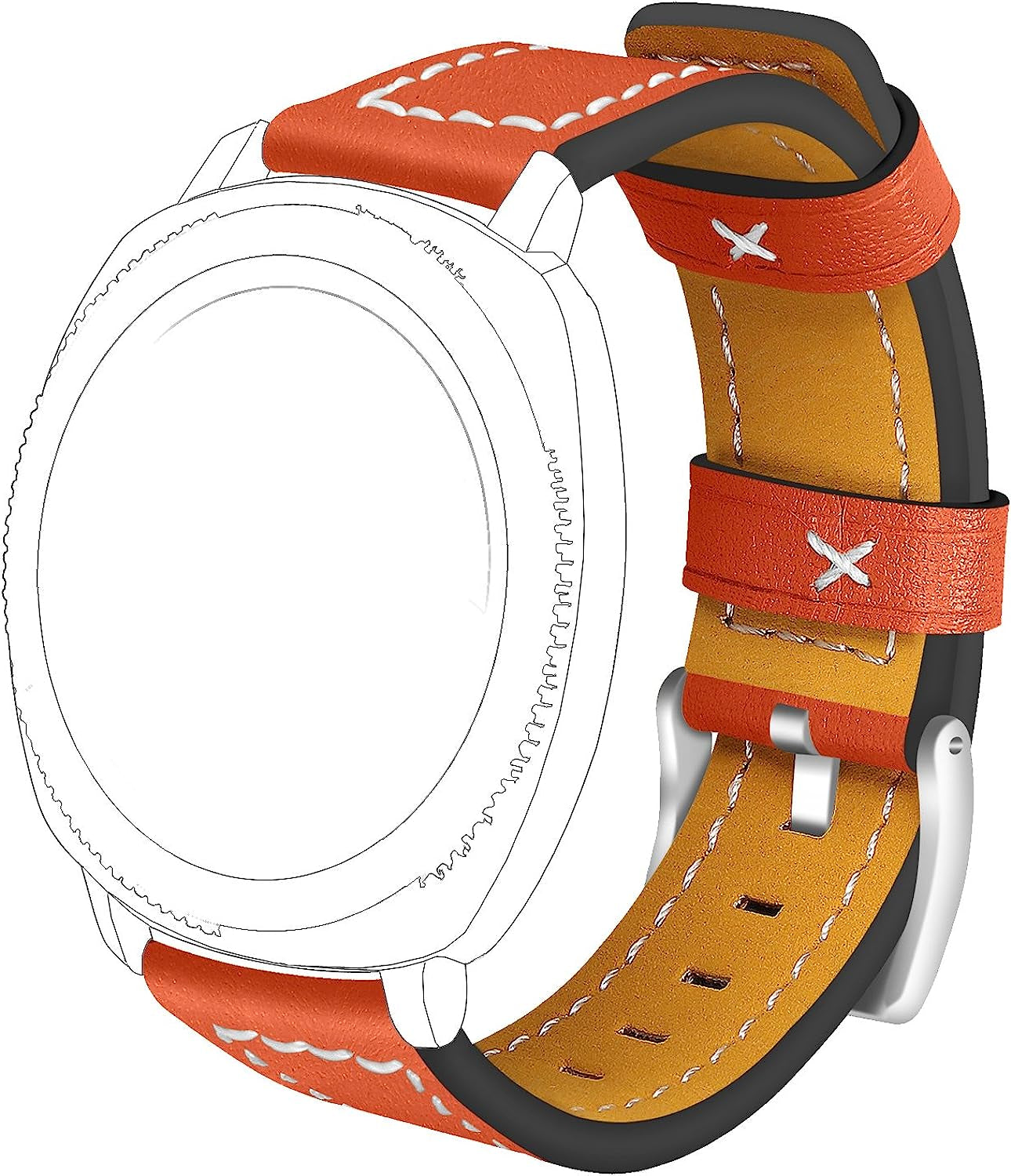 Tencloud Straps Compatible with Umidigi Uwatch 2S Watch Band 22Mm, Replacement Leather Band Wristband for Umidigi Uwatch 2S Smartwatch Women Men  TenCloud Orange  