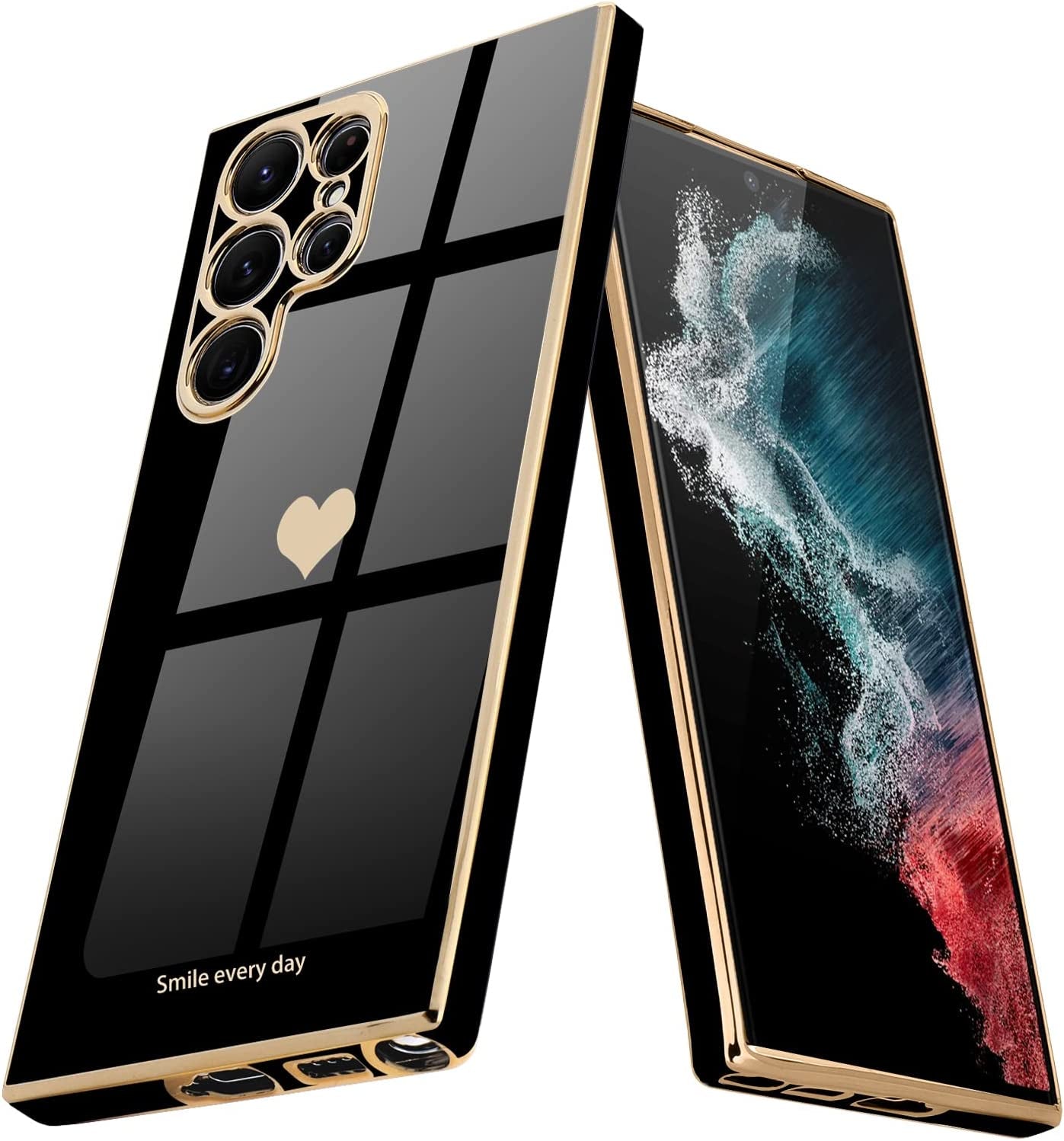 Teageo for Samsung Galaxy S22 5G Case for Women Girl Cute Love-Heart Luxury Bling Soft Back Cover Raised Full Camera Protection Bumper Silicone Shockproof Phone Case for Galaxy S22 5G, Bright Blush  janzee Black Samsung Galaxy S22 Ultra 5G 