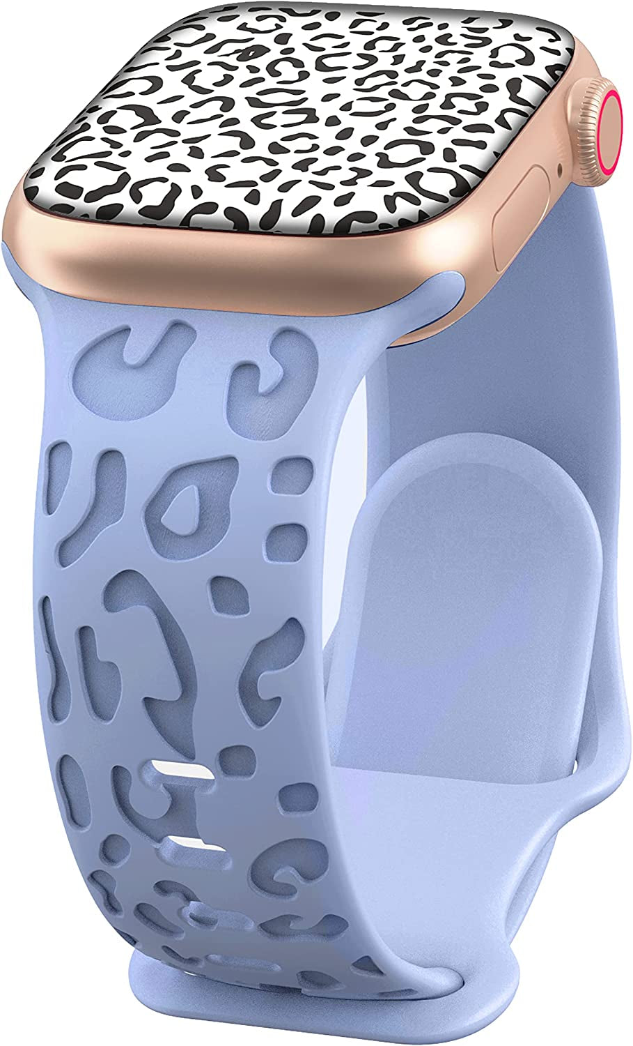 Kingofkings Leopard Engraved Band Compatible with Apple Watch Band 38Mm 41Mm 40Mm 44Mm 45Mm 49Mm 42Mm Women Men, Comfortable Cheetah Silicone Sport Bands for Iwatch Series 8 7 6 5 4 3 2 1 SE Ultra  KingofKings Pale Blue 42mm/44mm/45mm/49mm 