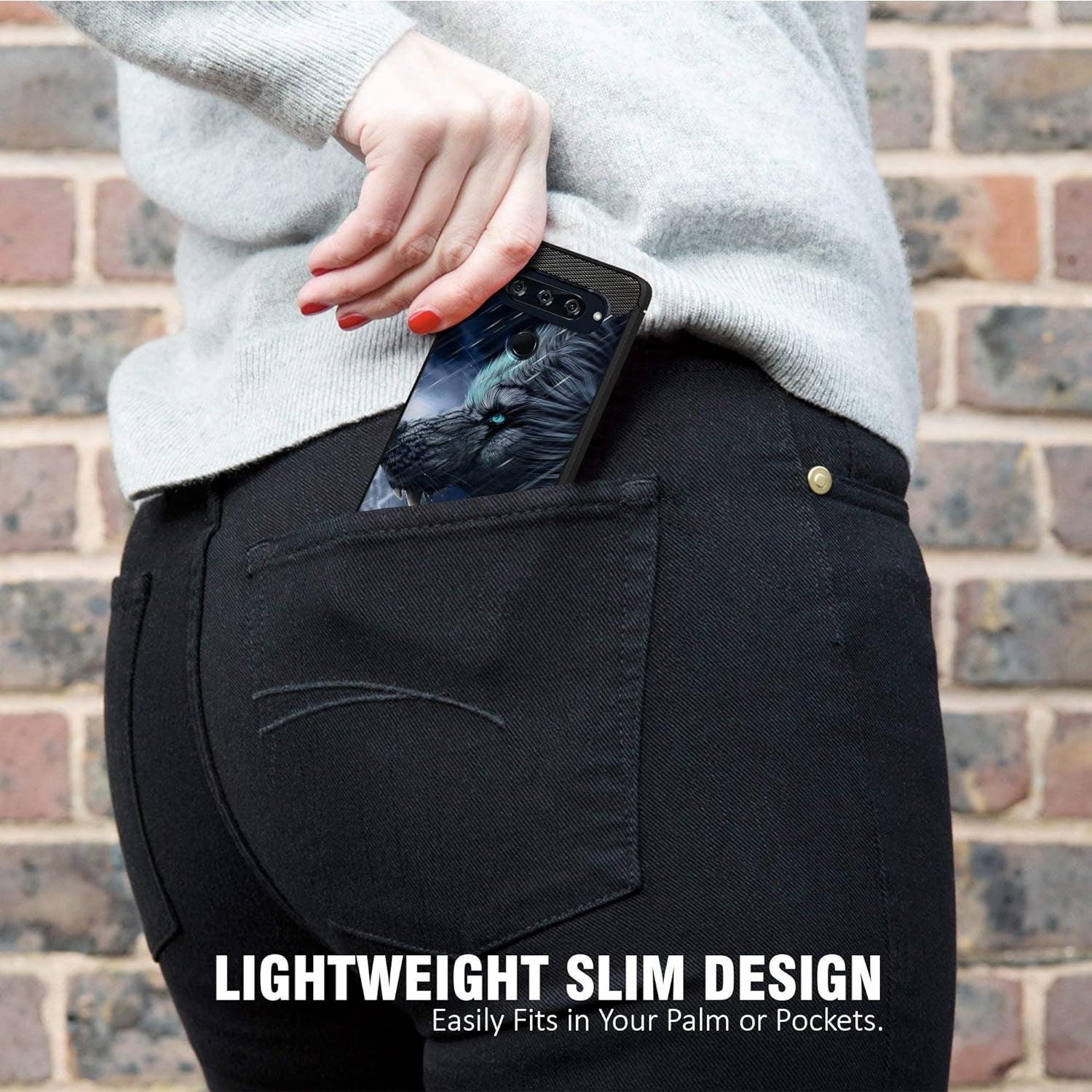 Casesondeck Slim Case Compatible with [LG G8 Thinq/Lg G8] Thin Scratch Preventing TPU, Matte Finish Carbon Fiber Texture Edges (Artic Wolf)  CasesonDeck   