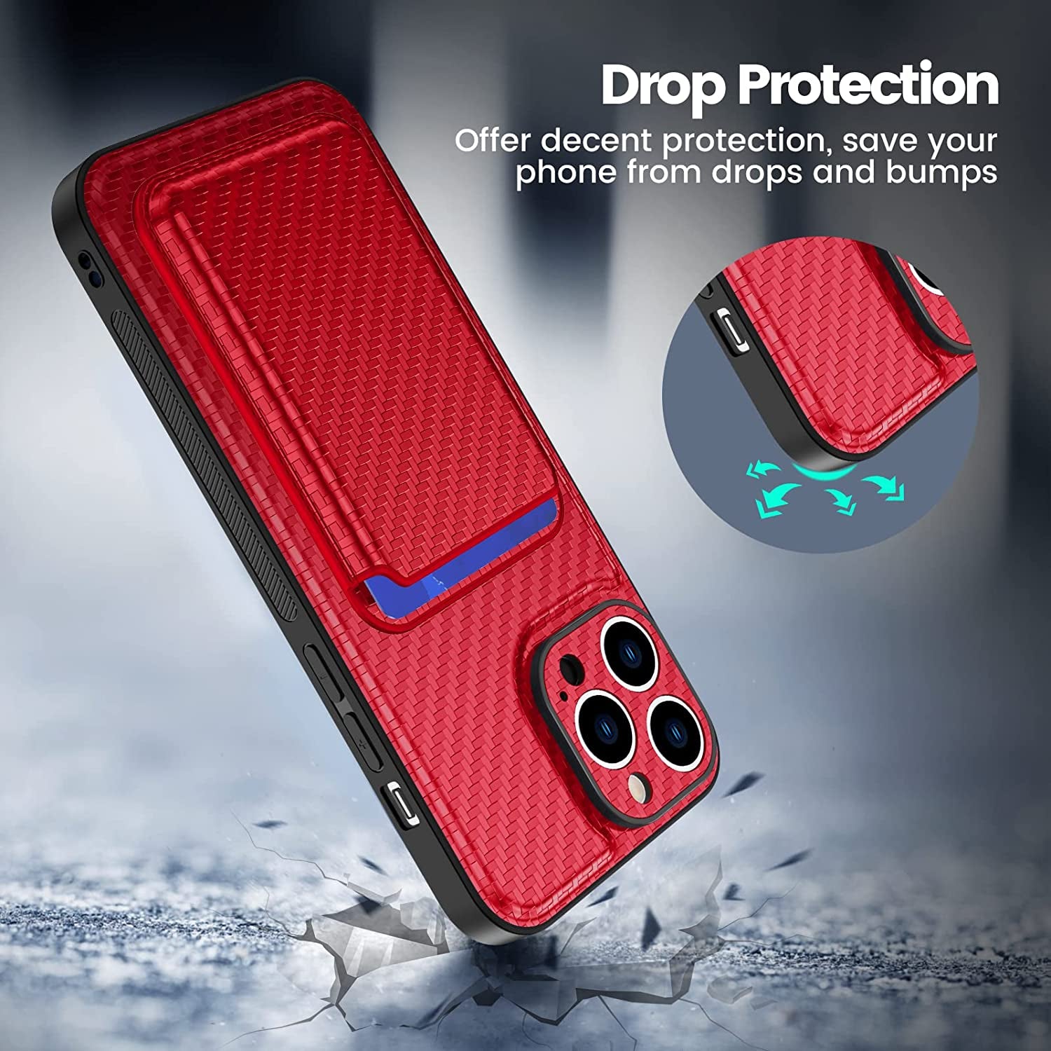 Ruky Iphone 13 Pro Max Wallet Case, Compatible with Magsafe 2 in 1 Detachable Card Holder Cover with Magnetic Heavy Duty Protective Boys Men Phone Case for Iphone 13 Pro Max 6.7", Red  Ruky   