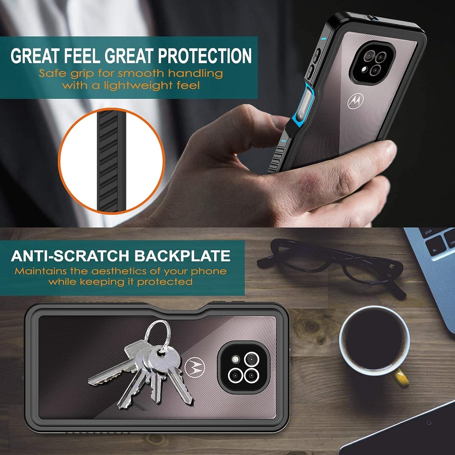 ANTSHARE for Motorola Moto G Power 2021 Case Waterproof, Built in Screen Protector 360° Full Body Heavy Duty Protective Shockproof IP68 Underwater Case for Moto G Power 2021 6.6Inch Blue  ANTSHARE   