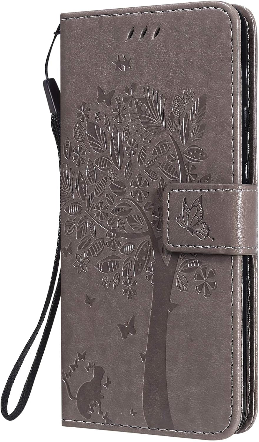 LEMAXELERS Google Pixel 4A 5G Case Embossed Wishing Tree Wallet Shockproof Case Flip Premium PU Leather Magnetic Card Slots with Stand Cover for Google Pixel 4A 5G / Pixel 5 XL Wishing Tree Gray KT  LEMAXELERS   