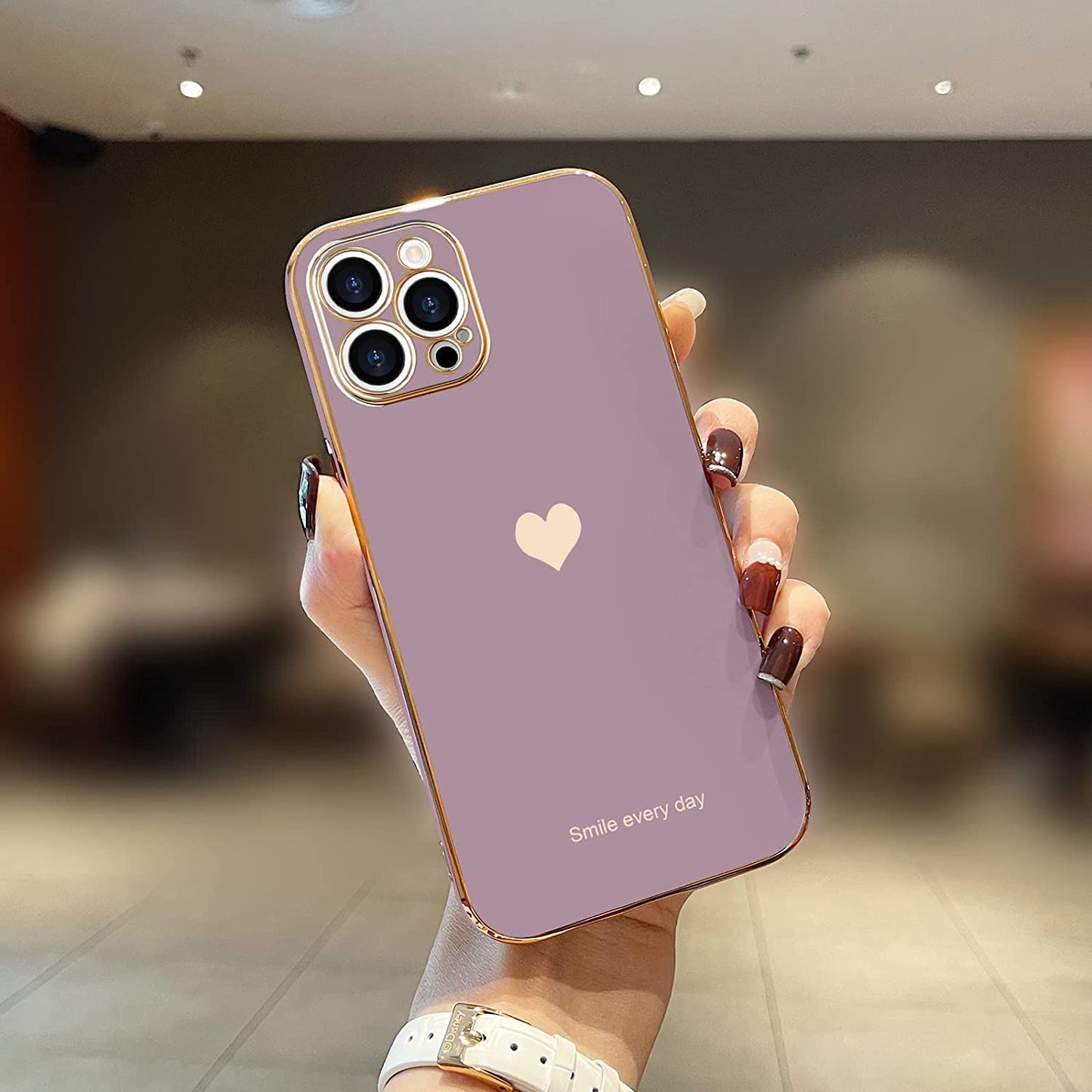 Teageo for Iphone 14 Pro Case for Women Girl Cute Love Heart Luxury Plating Soft Bling Back Cover Raised Full Camera Protection Bumper Silicone Shockproof Phone Case for Iphone 14 Pro, Lavender  janzee   