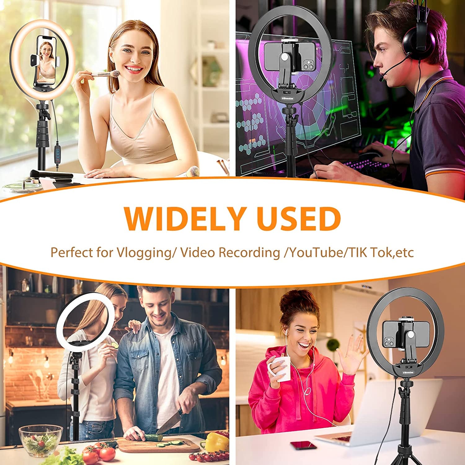 Ubeesize 12'' Ring Light with 62'' Selfie Stick Tripod, LED Ring Light with Stand and Phone Holder for Recording/Makeup/Youtube/Tik Tok, Compatible with Cell Phone, Camera  UBeesize   