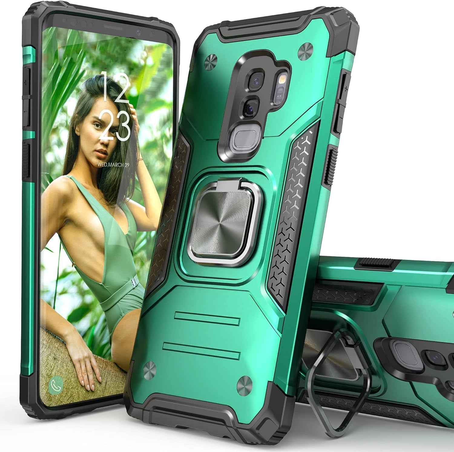 Idystar Galaxy S9 plus Case, Hybrid Drop Test Cover with Car Mount Kickstand Slim Fit Shockproof Protective Phone Case for Samsung Galaxy S9 Plus, Red  IDYStar Dark Green  