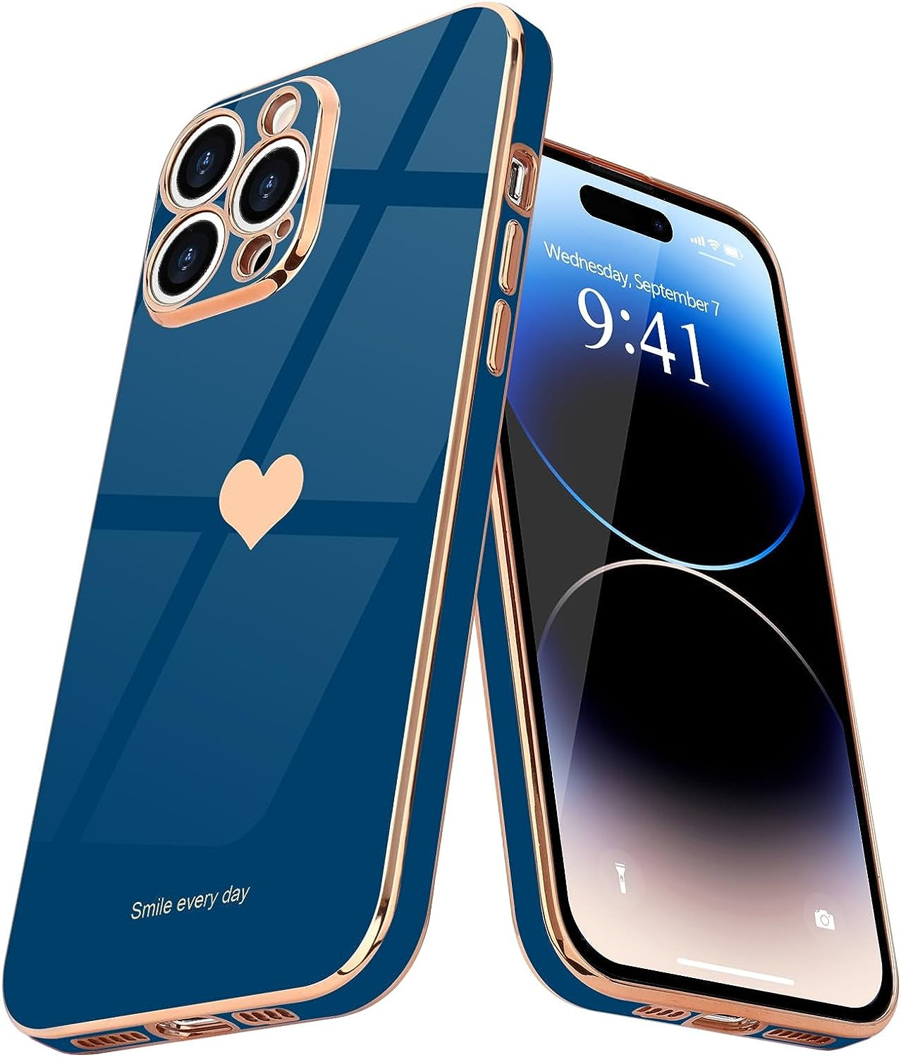 Teageo for Iphone 14 Pro Case for Women Girl Cute Love Heart Luxury Plating Soft Bling Back Cover Raised Full Camera Protection Bumper Silicone Shockproof Phone Case for Iphone 14 Pro, Purple  janzee Royal Blue  