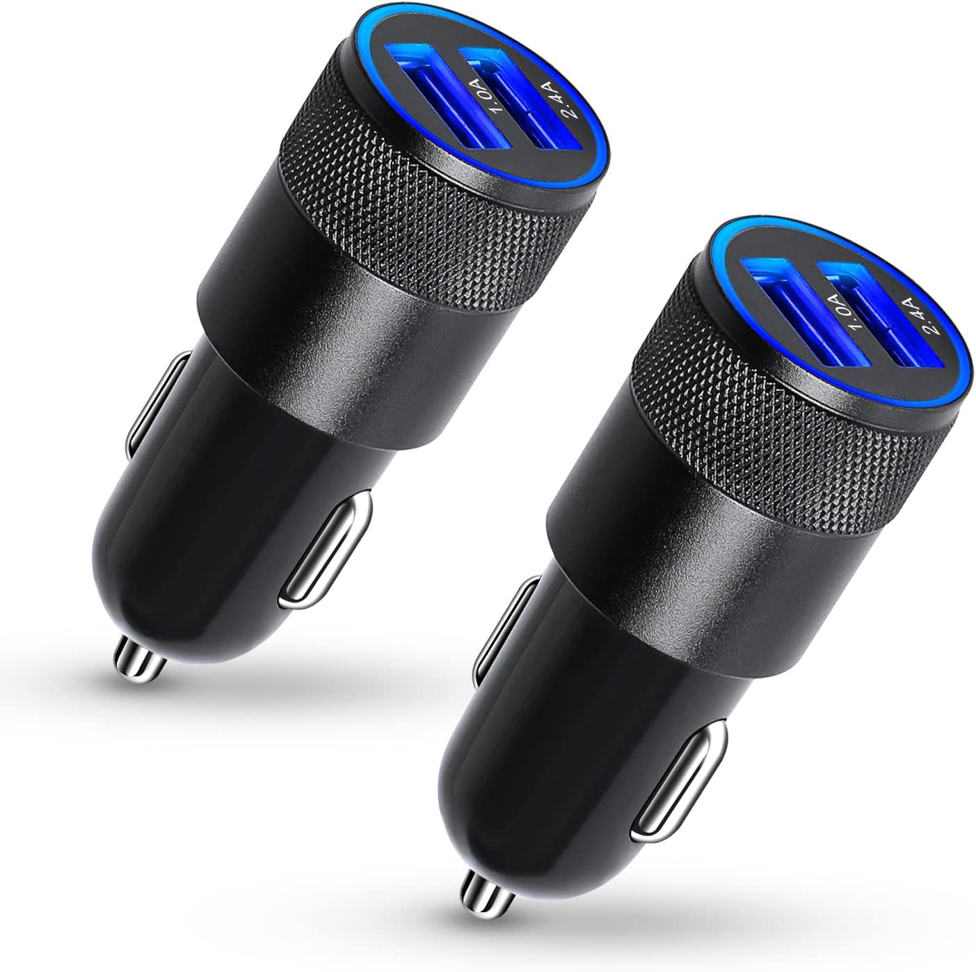 2 Pack Car Charger, 3.4A Fast Charge Dual Port USB Cargador Carro Lighter Adapter for Iphone 14 13 12 11 Pro Max X XR XS 8 plus 6S, Ipad, Samsung Galaxy S22 S21 S10 plus S7 J7 S10E S9 Note 8, LG  Ouzorp   