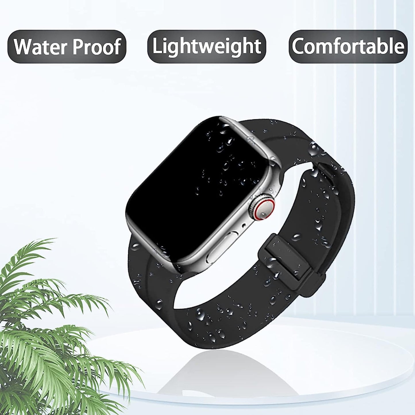 PZAZT Sport Watch Band Compatible with Apple Watch Band 38Mm 40Mm 41Mm 42Mm 44Mm 45Mm 49Mm,Soft Silicone Strap for Iwatch Ultra Series 8 7 6 5 4 3 2 1 SE, Magnetic Folding Buckle for Women Men  PZAZT   
