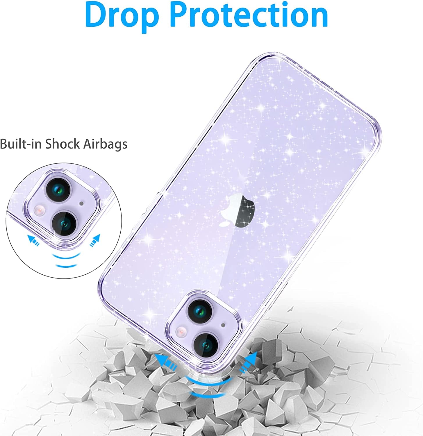 Jjgoo Compatible with Iphone 14 Case, Bling Sparkle Soft TPU Anti-Scratch Shockproof Protective Phone Bumper, Women Girls Cute Slim Sparkly Phone Case for Iphone 14, Clear Glitter  JJGoo   