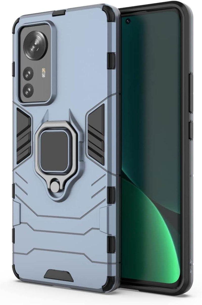 HORTENSE TPU Silicone Phone Case for Xiaomi 12 Pro Ring Stand Armor 360 Cover Protection Drop Resistant Scratch Phone Case Black  HORTENSE Blue  