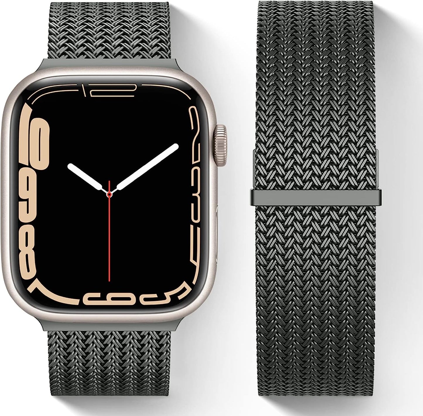 Amzpas Stainless Steel Metal Magnetic Band Compatible with Apple Watch 41Mm 45Mm 40Mm 38Mm 42Mm 44Mm / Series 7 6 5 4 3 2 1 SE, Fashion Braided Mesh Milanese Loop Replacement Iwatch Bands Women Men  Amzpas Graphite 42/44/45mm 