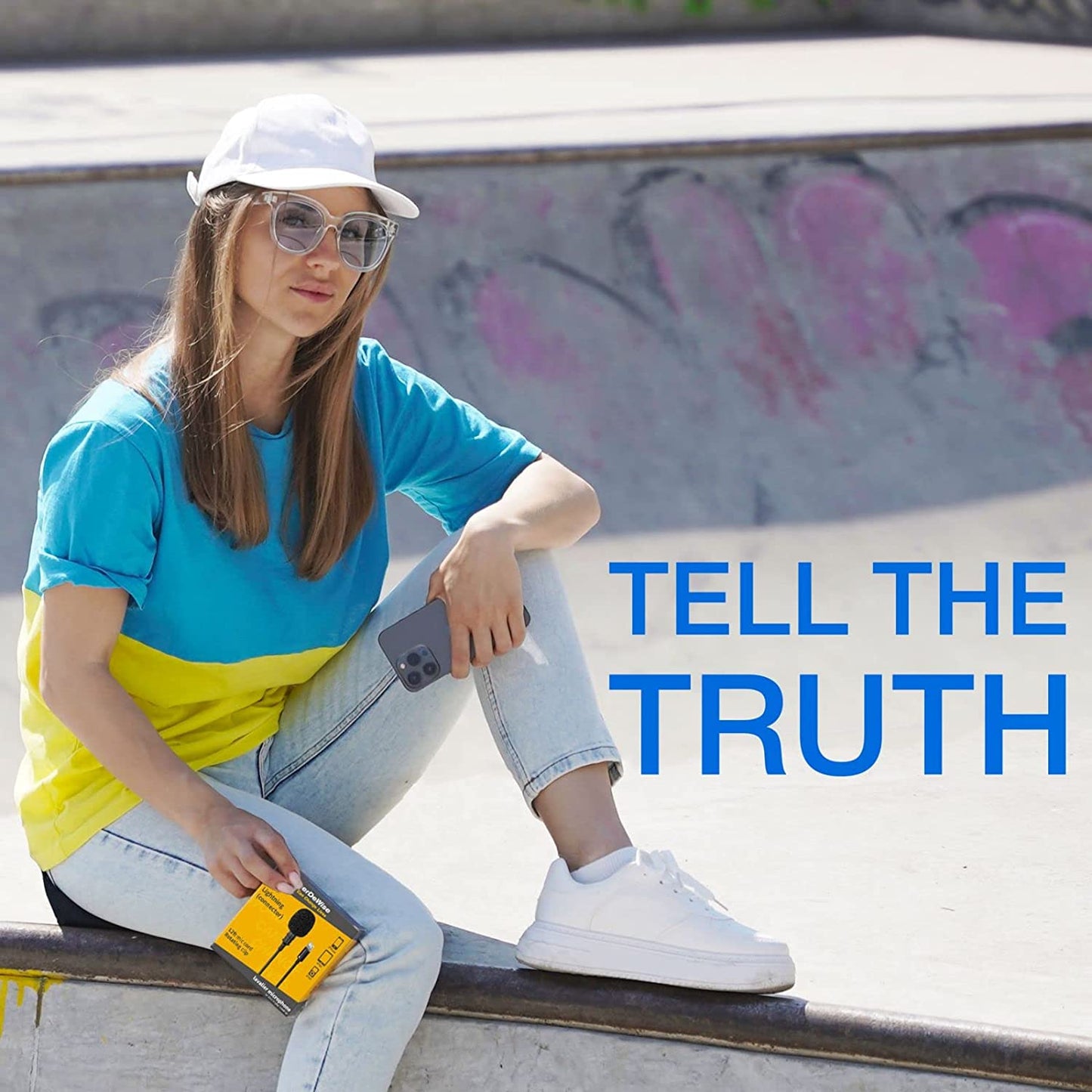 Professional Grade External Lavalier Microphone for Iphone Ipad Ipod - Lapel Omnidirectional Condenser Mic Phone Audio Video Recording Portable Clip-On for Vlogging, Youtube, Interview, Tiktok (12Ft)  PowerDeWise   