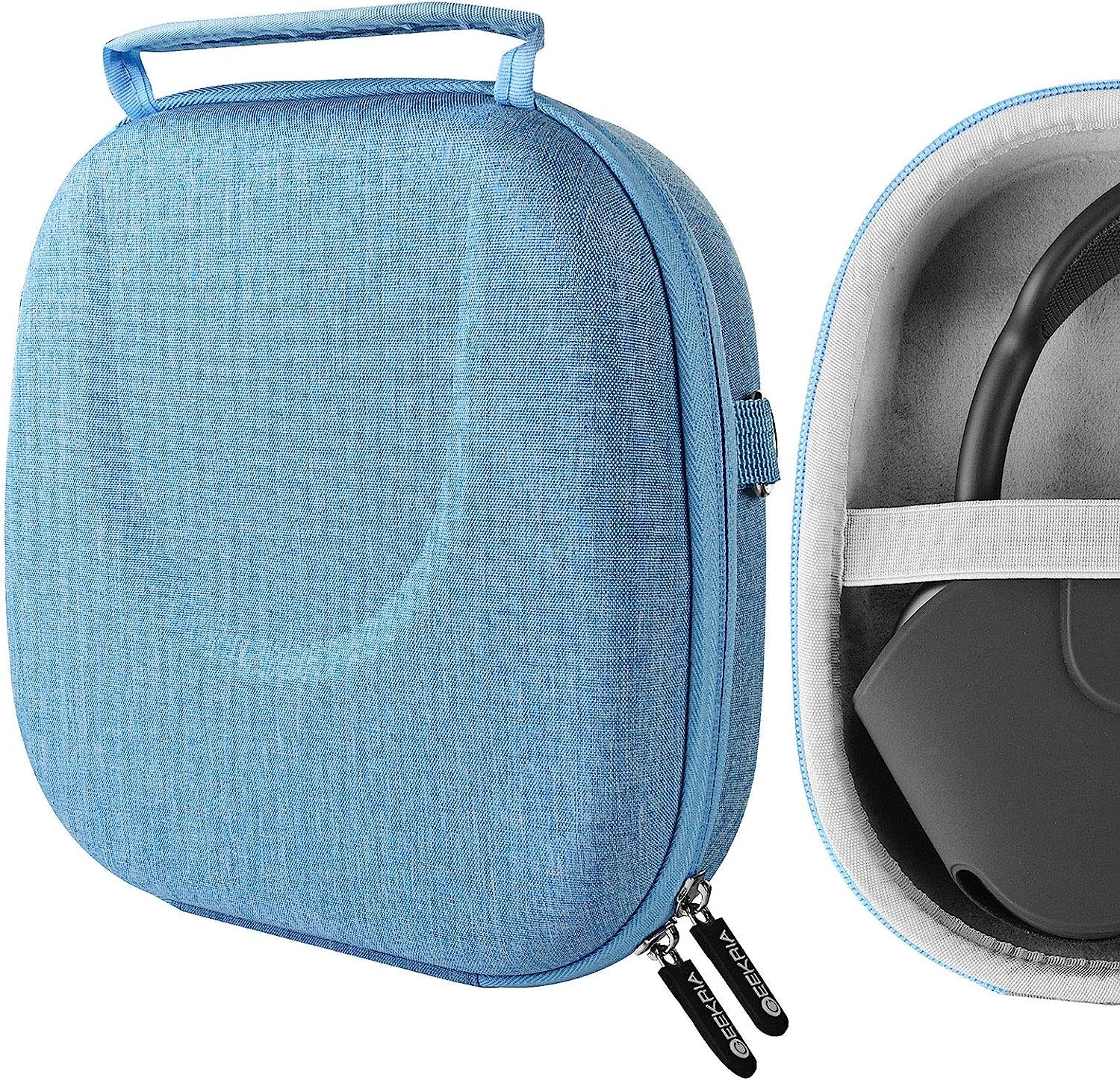 Geekria Shield Headphones Case Compatible with Airpod Max Headphones Case, Replacement Hard Shell Travel Carrying Bag with Room for Smart Case and Accessories Storage (Blue)  Geekria   