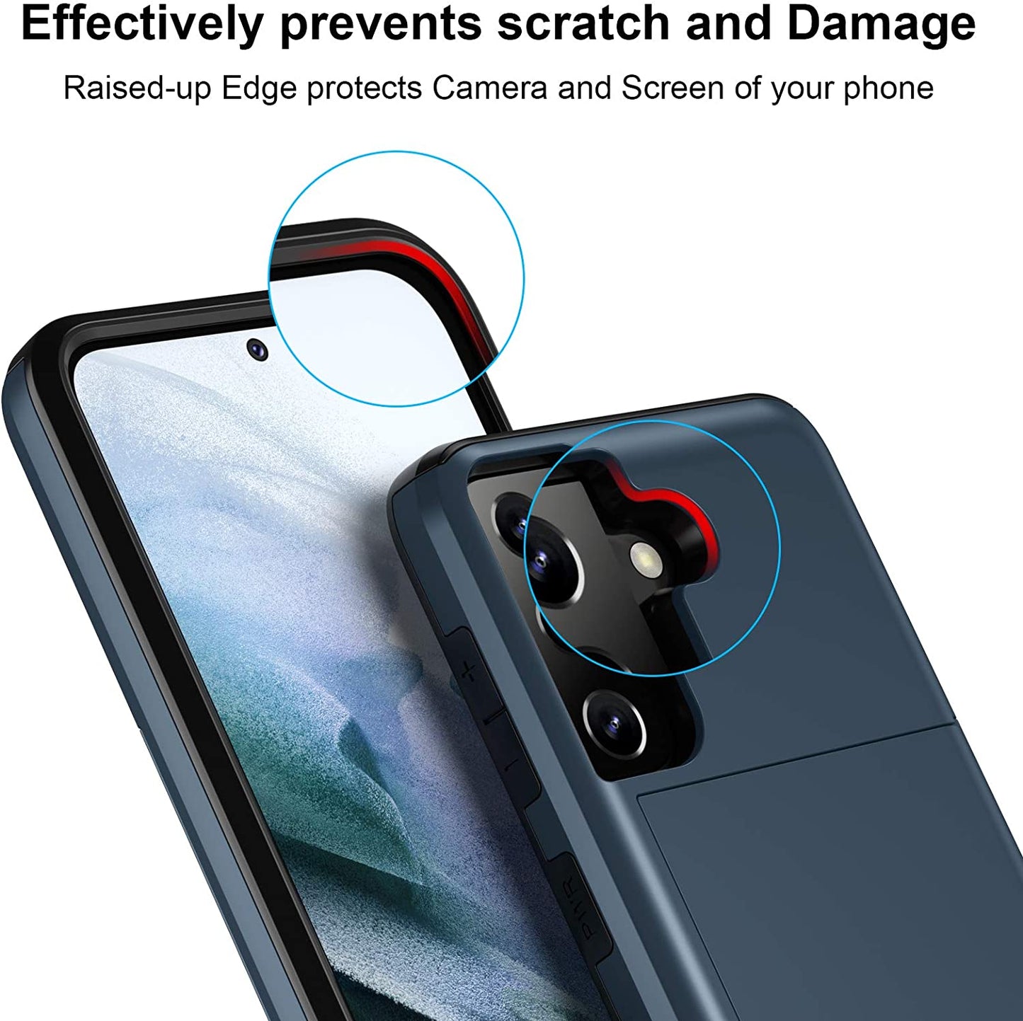 Jiunai for Samsung S21 plus Case, Galaxy S21 plus Case Credit Card Ids Cash Holder Shell Wallet Case Slide Cover Dual Layer Rubber Cover Phone Case for Samsung Galaxy S21 plus 5G 6.7'' 2021 Navy  Jiunai   