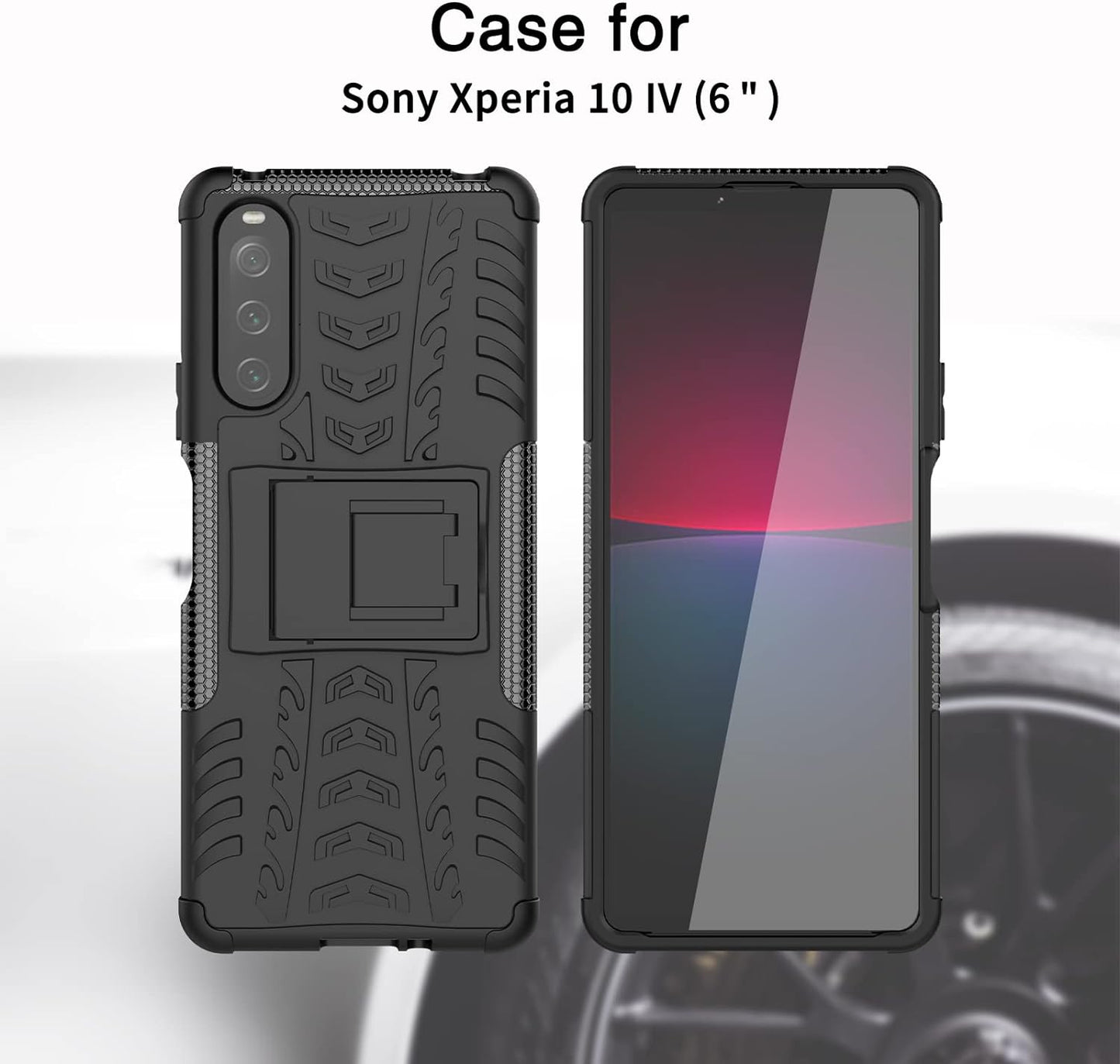 Ysnzaq Tyre Pattern Phone Case for Sony Xperia 10 IV, TPU and PC Double Layer Shockproof Protection with Durable Kickstand Phone Cover for Sony Xperia 10 IV XW Purple  Ysnzaq   