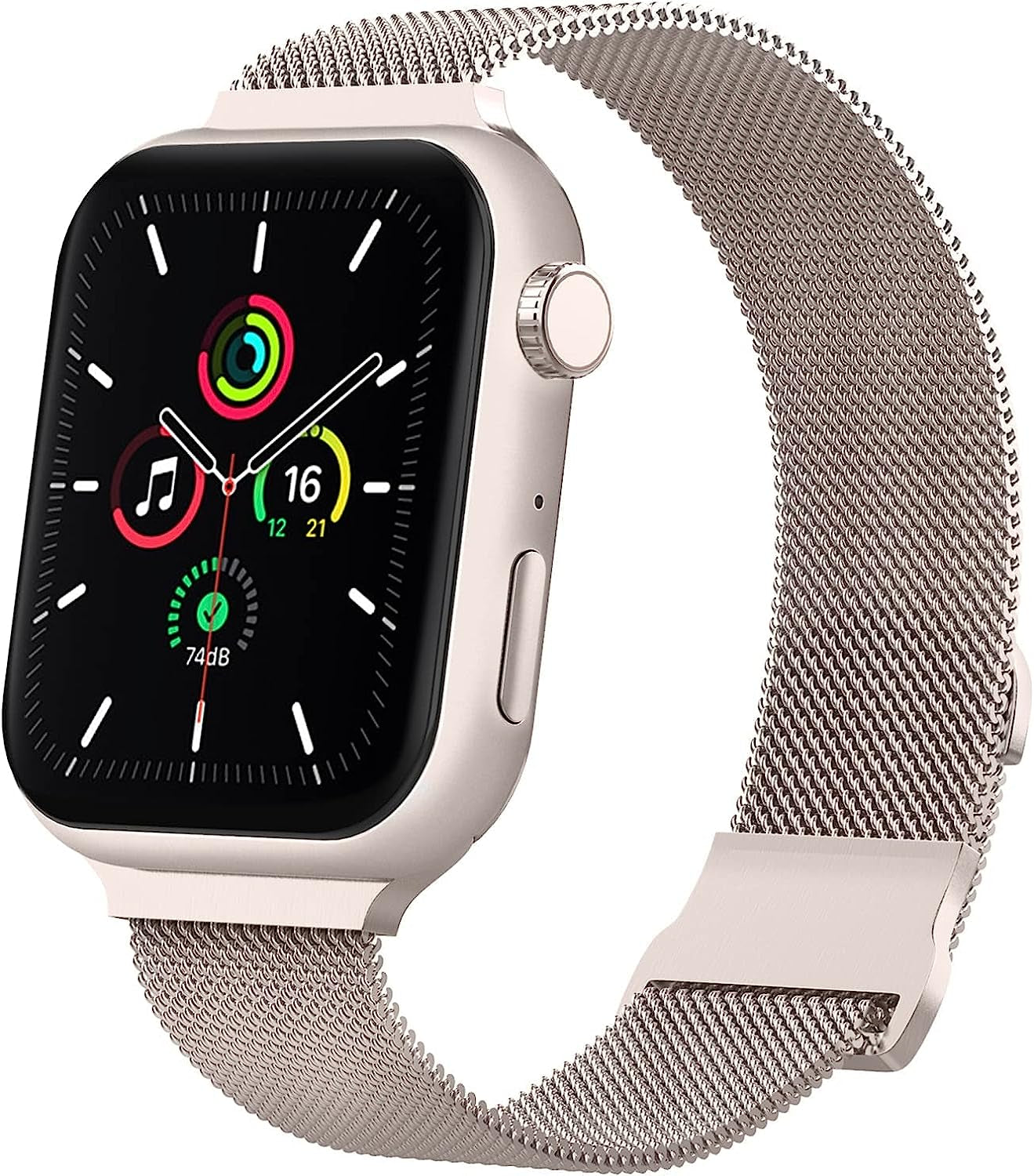 Magnetic Mesh Metal Bands Compatible with Apple Watch Band 38Mm 40Mm 41Mm 42Mm 44Mm 45Mm 49Mm for Milanese Sport Clasp Loop Strap Women Men for Iwatch Series 8 7 SE 6 5 4 3 2 1  HYRUNHX Starlight 42/44/45/49mm 