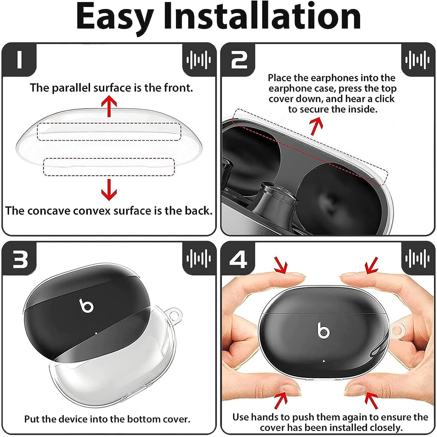 Miimall Compatible for Beats Studio Buds + Case Clear, [Anti-Yellowing][Portable Keychain] Shockproof Soft TPU Protective Cover Case for New Beats Studio Buds plus 2023/Studio Buds Buds Accessories  Miimall   