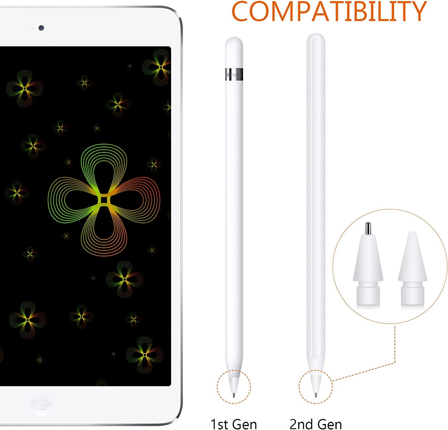 5-Pack Replacement Pencil Tips + 5-Pack Replacement Metal Needle Pencil Stylus Tip for Apple Ipad Pencil 1St Gen & 2Nd Gen with 4 Pencil Tip Cover  Shenzhen QiXiang Glass Lens Limited Company   