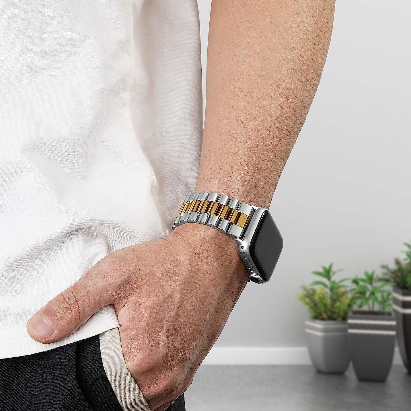 Baozai Compatible with Apple Watch Band Series 5 44Mm 42Mm, Stainless Steel Iwatch Band with Butterfly Folding Clasp for Iwatch Band Series 5/4/3/2/1  baozai   