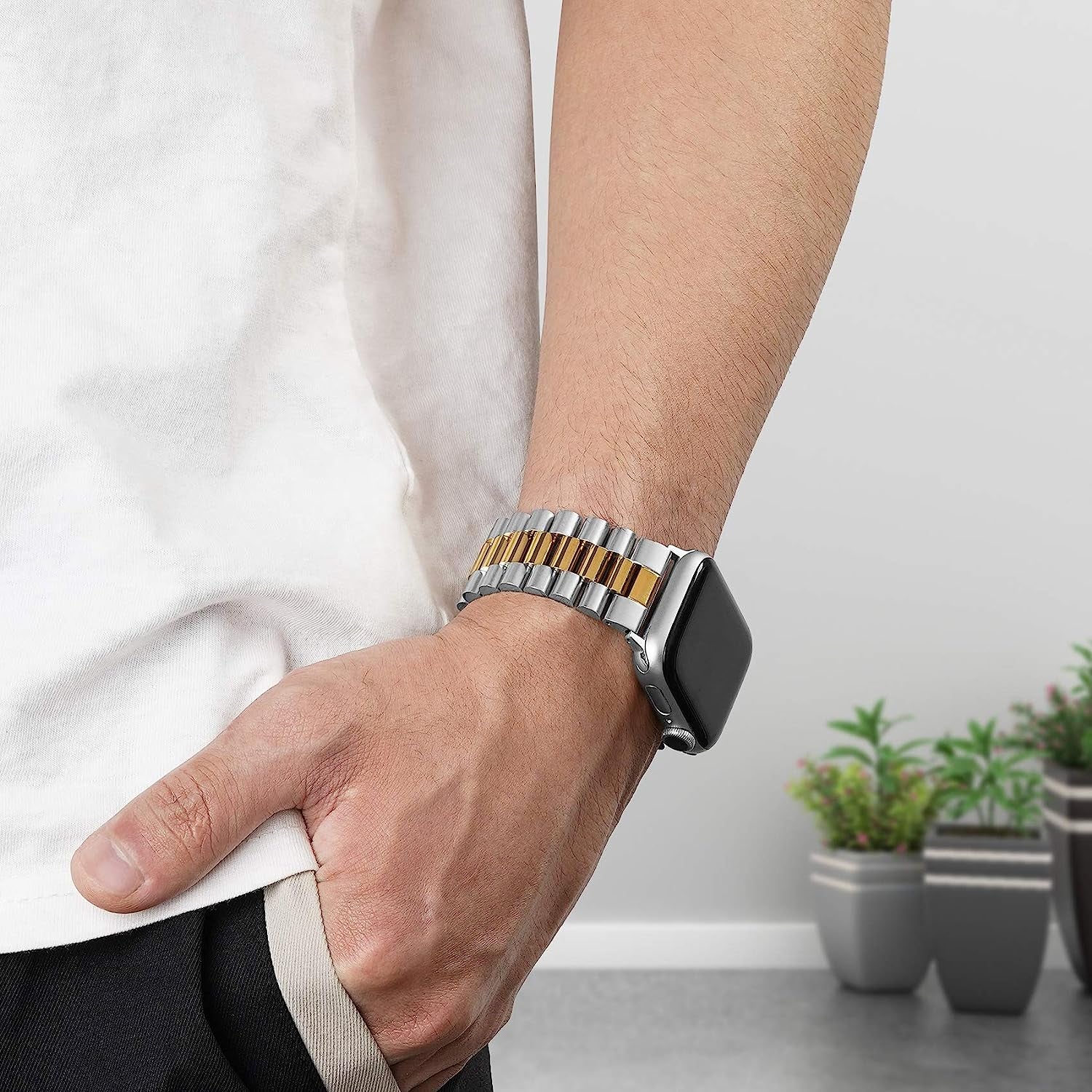 Baozai Compatible with Apple Watch Band Series 5 44Mm 42Mm, Stainless Steel Iwatch Band with Butterfly Folding Clasp for Iwatch Band Series 5/4/3/2/1  baozai   