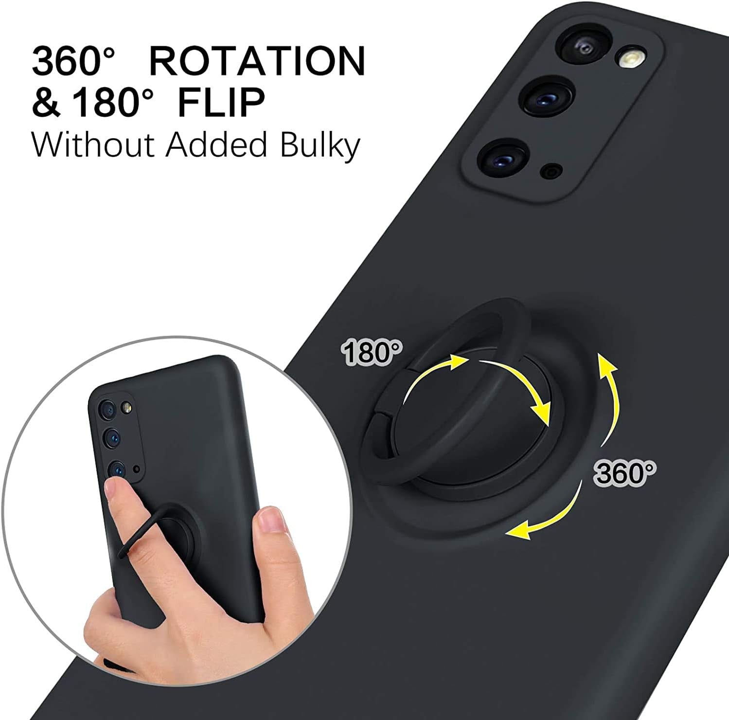 Case for Xiaomi Poco M4 Pro 5G Silicone Liquid,Soft Gel Microfiber Lining Cushion Bumper for Xiaomi Poco M4 Pro 5G with Ring Holder Kickstand Support Magnetic Case Black  Leton   