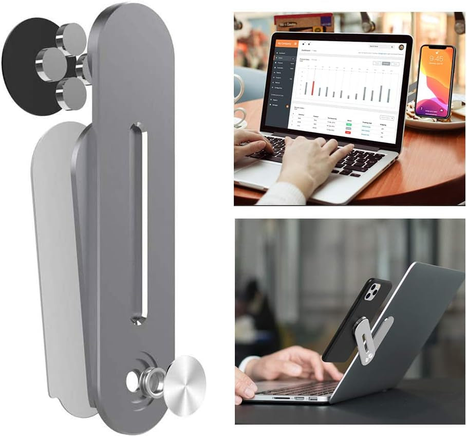 Magnetic Phone Mount Side Mount Clip for Laptop, Fixed Clip on Flat and Slim Monitor or Laptop Monitor for Iphone Samsung Huawei Smartphone and Ipad Mini  CONRAL   