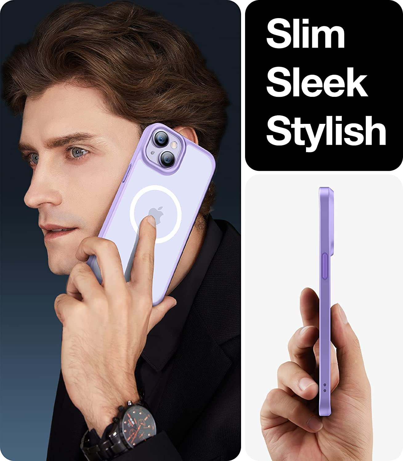 TORRAS Magnetic Designed for Iphone 14 plus Case, [10FT Military Grade Drop Tested] [Compatible with Magsafe] Slim Protective Translucent Matte Phone Case for Iphone 14 Plus, 6.7Inch,Purple  TORRAS   