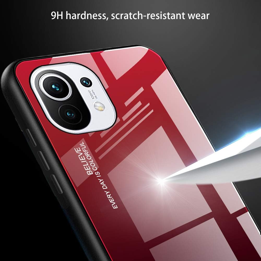 EASSGU Case for Xiaomi Redmi 10 2022 Is Made of Soft TPU Border Tempered Glass Back Cover Drop Resistant Scratch Resistant Purple Red  EASSGU   