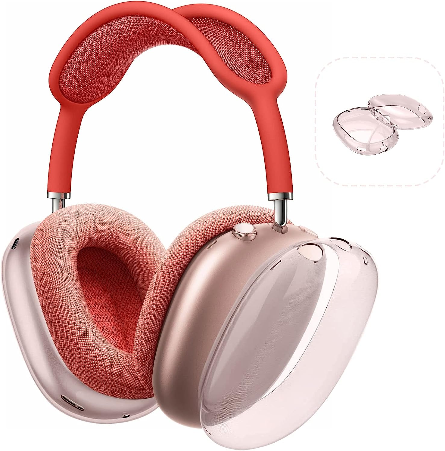 Aiaabq for Airpods Max Case Cover, Clear Soft TPU Skin Anti-Scratch, Transparent Accessories Ultra Protective Cover for Apple Airpods Max Headphones Case  Aiaabq Clear - Pink  