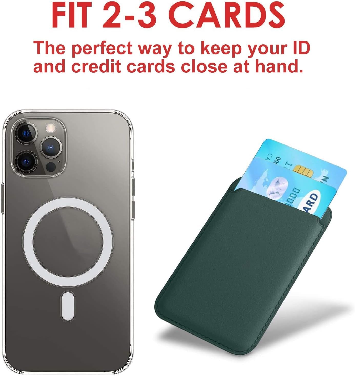 TYPLAUSE Iphone 13 Mag-Safe Leather Wallet Card Holder + Magnetic Clear Phone Case Cover (Brown)  Typlause   