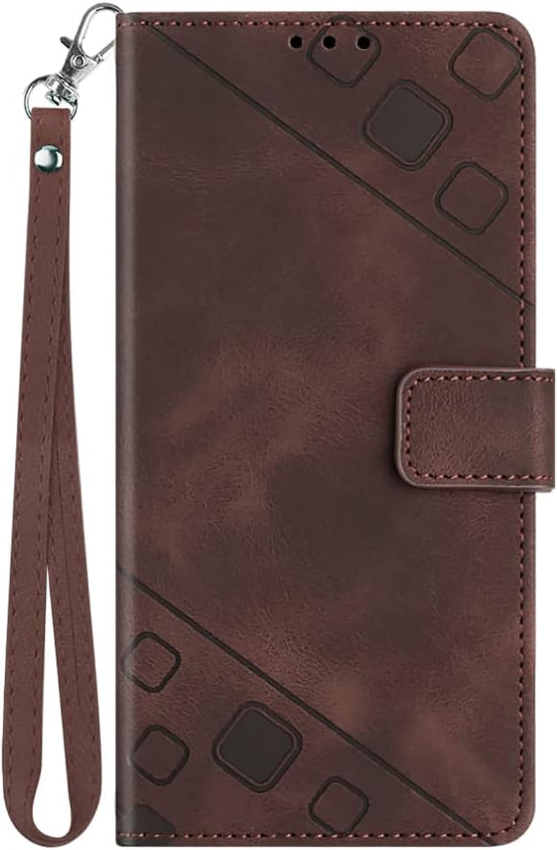 NVWA Compatible with Sony Xperia 1 V Case Wallet with Credit Card Slots Kickstand Wrist Strap and Long Lanyard Blue Leather Crossbody Protective Cover with Embossed Design  NVWA Brown With Leather Wrist Strap Galaxy A14 5G 