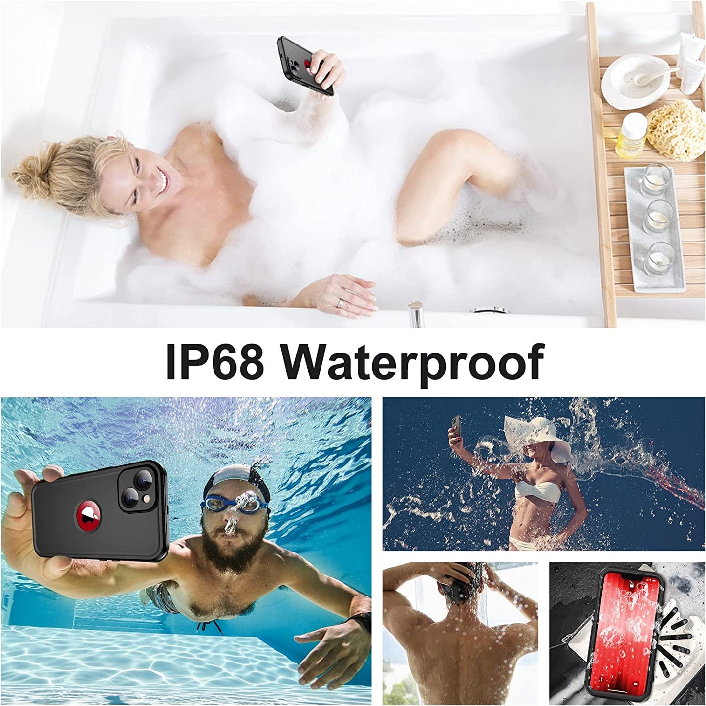 Temdan [Real 360 for Iphone 14 Case Waterproof, Built-In 9H Tempered Glass Camera Lens & Screen Protection [14FT Military Dropproof][Full-Body Shockproof Phone Case][Dustproof][Ip68 Underwater]  Temdan   