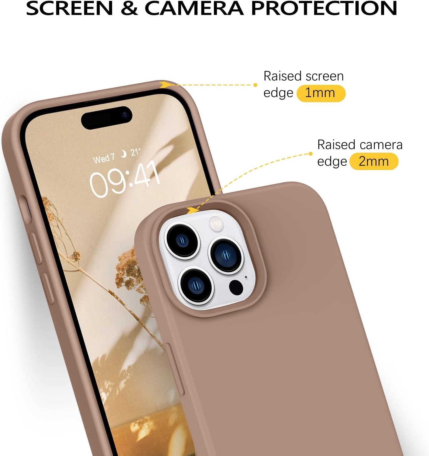 GUAGUA Compatible with Iphone 14 Pro Max Case 6.7 Inch Liquid Silicone Soft Gel Rubber Slim Microfiber Lining Cushion Texture Cover Shockproof Protective Case for Iphone 14 Pro Max, Brown  GUAGUA   